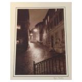 Signed Framed Sepia Street Scene Art Photograph Matted Print