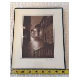 Signed Framed Sepia Street Scene Art Photograph Matted Print