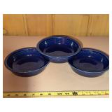 Fiesta Cobalt Blue Ceramic Bowls Set of 3 HLC USA Dinnerware