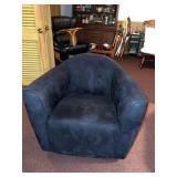 Swivel Barrel Club Chair Black Microsuede Upholstery 36x30