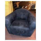 Swivel Barrel Club Chair Black Microsuede Upholstery 36x30