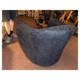 Swivel Barrel Club Chair Black Microsuede Upholstery 36x30