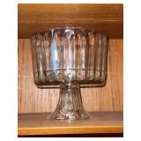 Pair of Vintage Smoked Glass Pedestal Trifle Compote Bowls Candy Dishes