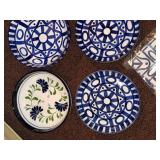Dansk Blue White Stoneware Plates Bowls & Napkins Mixed Set