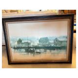 Vintage William Stilson Signed 1965 Framed Waterfront Painting of Rockport, MA Artwork - 43 X 31 in