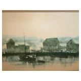 Vintage William Stilson Signed 1965 Framed Waterfront Painting of Rockport, MA Artwork - 43 X 31 in