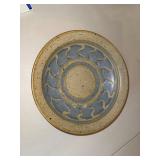 Studio Pottery Stoneware Serving Bowl - Blue Abstract Glaze, 12 in
