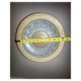 Studio Pottery Stoneware Serving Bowl - Blue Abstract Glaze, 12 in
