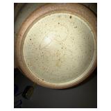 Studio Pottery Stoneware Serving Bowl - Blue Abstract Glaze, 12 in