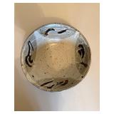 Speckled Ceramic Serving Bowl With Abstract Glaze