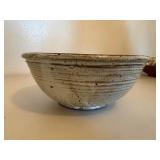 Speckled Ceramic Serving Bowl With Abstract Glaze