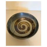 Signed Handmade Studio Pottery Bowl - Spiral Design