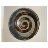 Signed Handmade Studio Pottery Bowl - Spiral Design