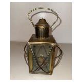 Brass Hanging Candle Lantern With Glass Panels
