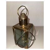 Brass Hanging Candle Lantern With Glass Panels