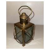 Brass Hanging Candle Lantern With Glass Panels