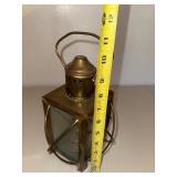 Brass Hanging Candle Lantern With Glass Panels