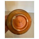 Glazed Ceramic Bowl - Blue Interior With Brown Drip Design