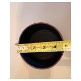 Glazed Ceramic Bowl - Blue Interior With Brown Drip Design