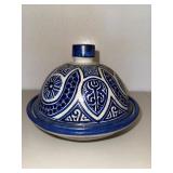 Moroccan Blue & Cream Ceramic Tagine