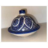 Moroccan Blue & Cream Ceramic Tagine