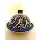 Moroccan Blue & Cream Ceramic Tagine