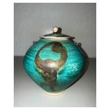 Turquoise Glazed Ceramic Lidded Vessel