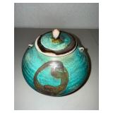 Turquoise Glazed Ceramic Lidded Vessel