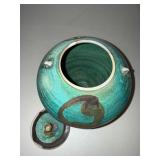 Turquoise Glazed Ceramic Lidded Vessel