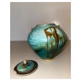 Turquoise Glazed Ceramic Lidded Vessel