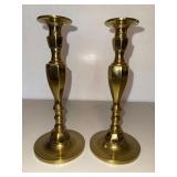 Brass-Tone Faceted Candlestick Holders - Pair