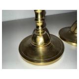 Brass-Tone Faceted Candlestick Holders - Pair