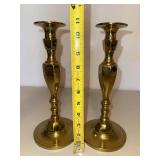 Brass-Tone Faceted Candlestick Holders - Pair