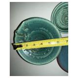 Handcrafted Blue-Green Ceramic Dish Set (Lot of 3)