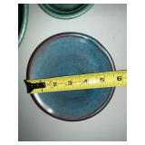 Handcrafted Blue-Green Ceramic Dish Set (Lot of 3)