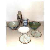 Japanese-Style Ceramic Tableware & Vase Mixed Lot (Lot of 8)