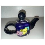 Ceramic Cobalt Blue Abstract Geometric Ceramic Teapot