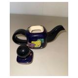 Ceramic Cobalt Blue Abstract Geometric Ceramic Teapot