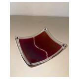 Signed 2004 Fused Glass Decorative Tray