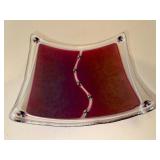 Signed 2004 Fused Glass Decorative Tray