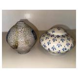 Ceramic Art Pottery Vessels - Textured Vase & Lidded Vessel (Lot of 2)