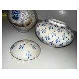 Ceramic Art Pottery Vessels - Textured Vase & Lidded Vessel (Lot of 2)