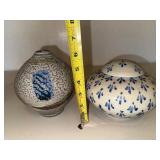 Ceramic Art Pottery Vessels - Textured Vase & Lidded Vessel (Lot of 2)