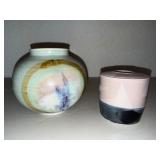 Studio Pottery Vase, Lidded Vessel & Abstract Plate Mixed Lot