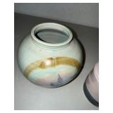 Studio Pottery Vase, Lidded Vessel & Abstract Plate Mixed Lot