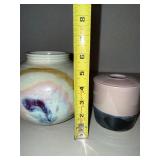 Studio Pottery Vase, Lidded Vessel & Abstract Plate Mixed Lot