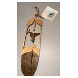 Wooden Eagle Feather Wall Hanging - Carved Bird Motif