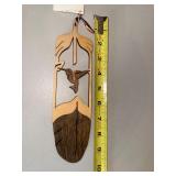 Wooden Eagle Feather Wall Hanging - Carved Bird Motif