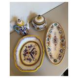 Per Fiori Made in Italy Hand-Painted Ceramic Serving Set (Lot of 4)