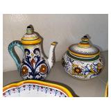 Per Fiori Made in Italy Hand-Painted Ceramic Serving Set (Lot of 4)